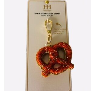 NWT ⚜️🥨⚜️ Haute Hippie Gorgeous Beaded Pretzel Bag Charm Key Chain